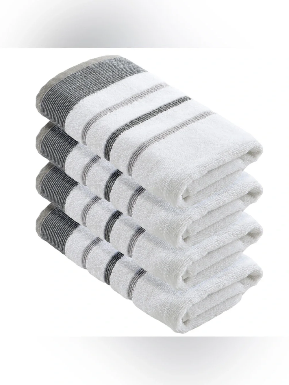 Decorative Cotton Stripe 4 Hand Towel Set Noelle Collection great Bay Home gray